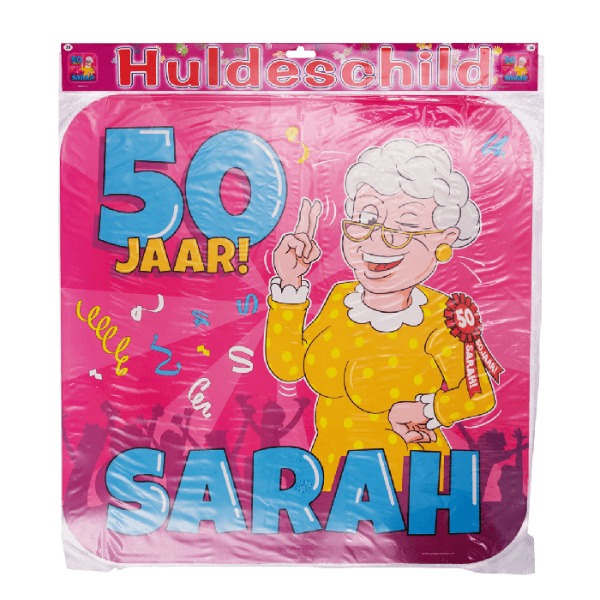 Huldeschild Sarah Cartoon